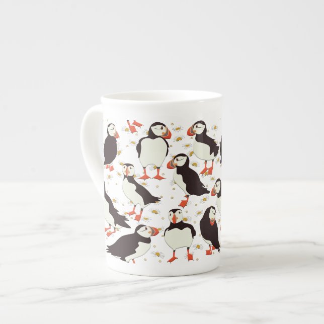 Caneca De Porcelana Papagaio-do-mar (Frente Esquerda)
