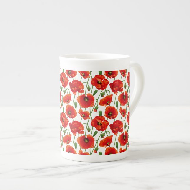 Caneca De Porcelana Papagaios Mug-Red da China Ossada (Frente Esquerda)