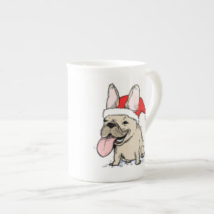 Caneca De Porcelana Papais noeis de Bulldog Franceses Feriado de Cão