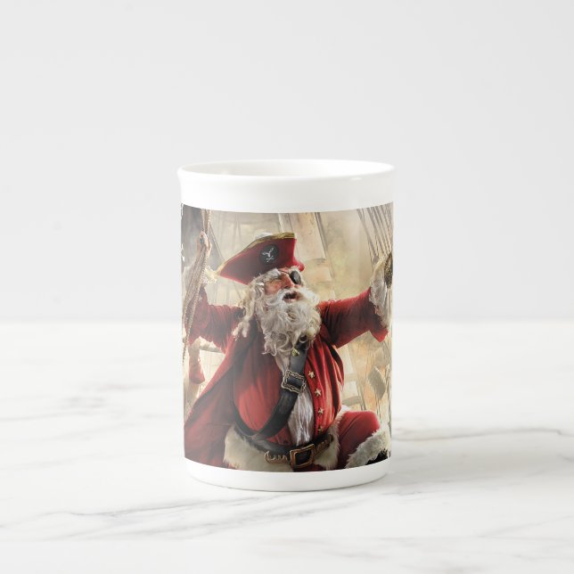 Caneca De Porcelana Papais noeis piratas (Frente)