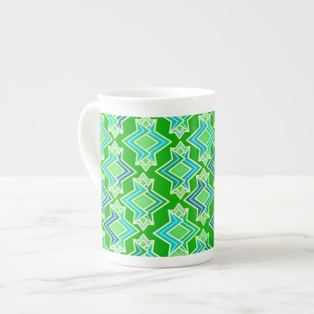 Caneca De Porcelana Papel de Parede Art Déco, Verde Jade (Frente Esquerda)