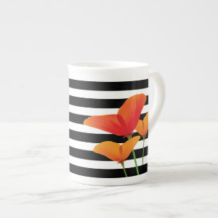 Caneca De Porcelana Papoila Negra Chic Monograma
