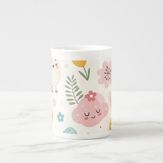 Caneca De Porcelana Páscoa Bunny Pattern (Frente)