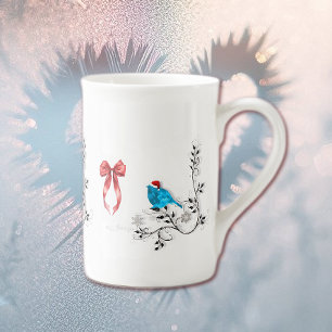 Caneca De Porcelana Pássaro azul no Natal