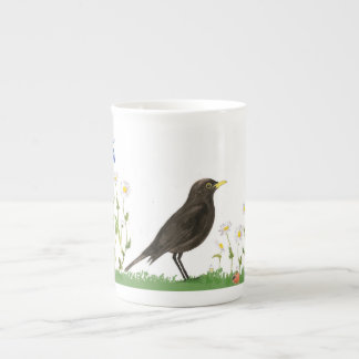 Caneca De Porcelana Pássaro preto