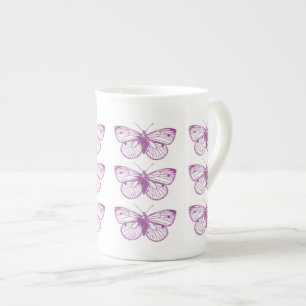 Caneca De Porcelana Patina roxo: Borboletas