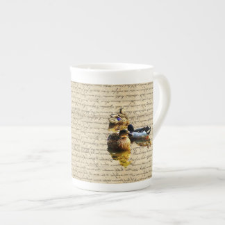 Caneca De Porcelana Patos em papel de vintagem