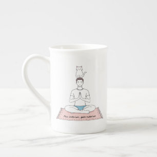 Caneca De Porcelana Paz Interior, Gato Exterior