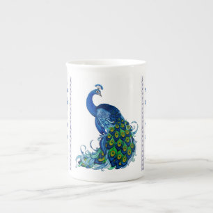 Caneca De Porcelana Peacock e Dragonfly Design