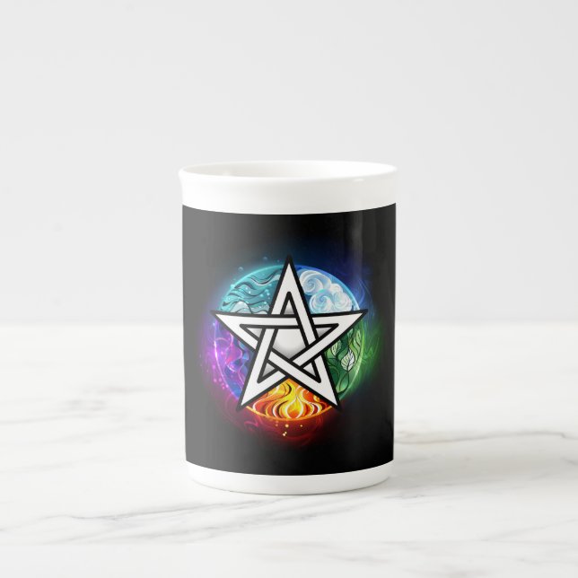 Caneca De Porcelana Pentagrama do Wiccan (Frente)