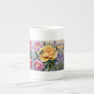 Caneca De Porcelana Peony e Bee Porcelain