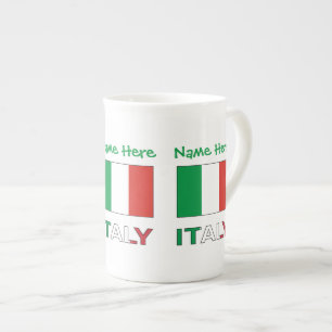 Caneca De Porcelana Personalização Verde da Bandeira Italiana e Itália