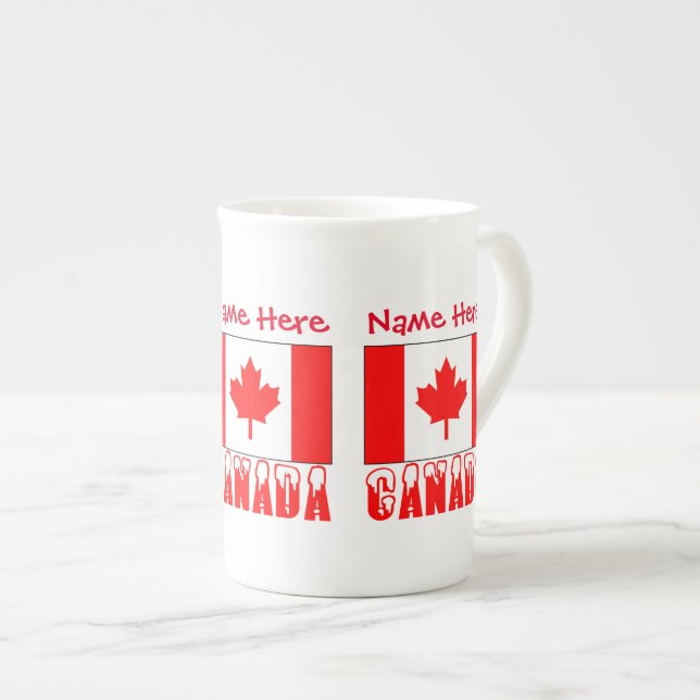 Caneca De Porcelana Personalização Vermelha do Canadá e do Canadá (Frente Esquerda)