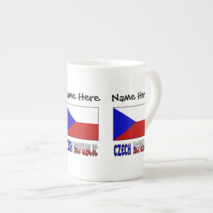 Caneca De Porcelana Personalizado com a Bandeira da República Tcheca e
