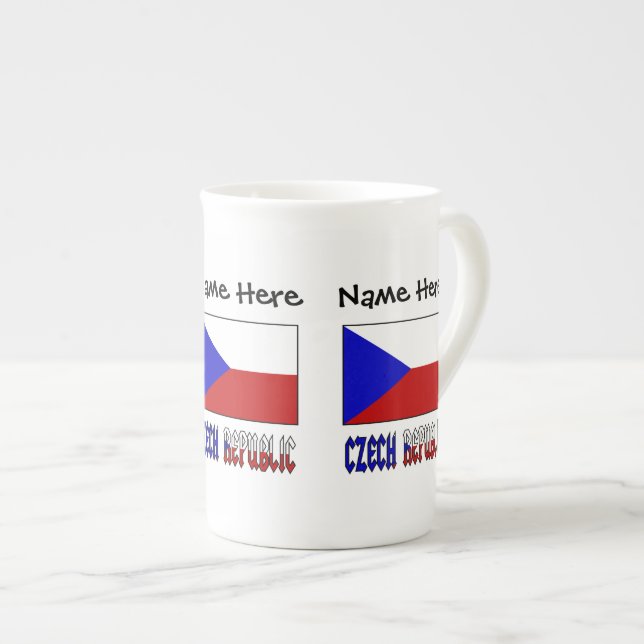 Caneca De Porcelana Personalizado com a Bandeira da República Tcheca e (Frente Esquerda)