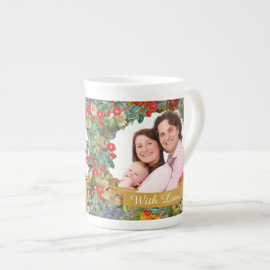 Caneca De Porcelana Personalizado Floral Vintage com Foto