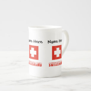 Caneca De Porcelana Personalizado Suíça e Bandeira Suíça