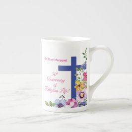 Caneca De Porcelana Personalizar, 50º aniversário freira religiosa