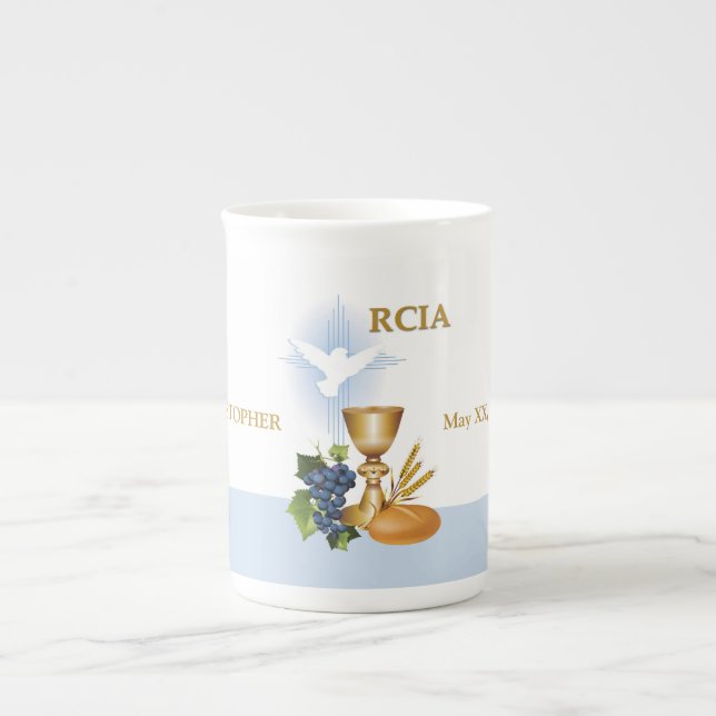 Caneca De Porcelana Personalizar, RCIA Felicita o Sacramento Católico (Frente)