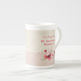 Caneca De Porcelana Personalize, 40 anos de freira, rosa e