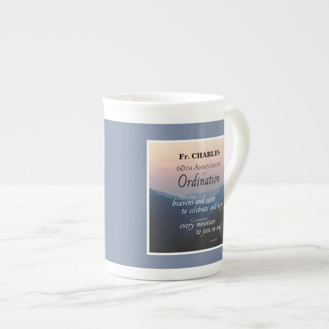 Caneca De Porcelana Personalize os 60.º Parabéns de Ordenação de Anive (Frente Esquerda)