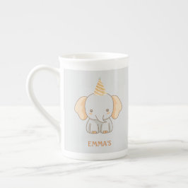 Caneca De Porcelana Personalized Cute Elephant Kids Name