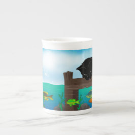 Caneca De Porcelana Pesca de Gato Negro