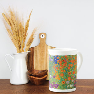 Caneca De Porcelana Petunias Asters Garden Gustav Klimt