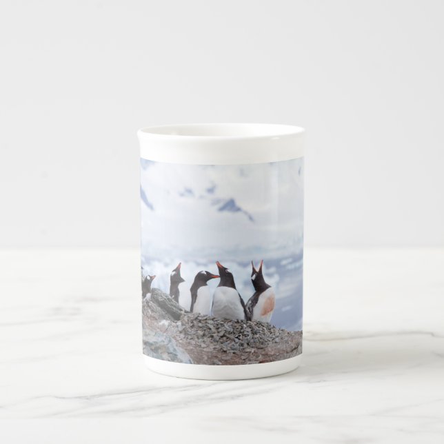 Caneca De Porcelana Pinguins na Antártida (Frente)