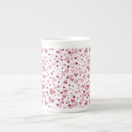 Caneca De Porcelana  Pink Lovely Hearts Pattern 
