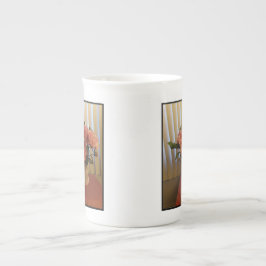 Caneca De Porcelana Pink Peony Bouquet Bone China Mug