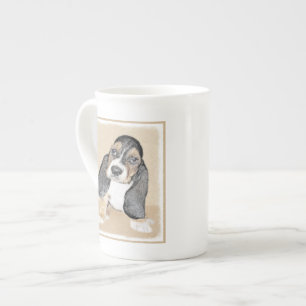 Caneca De Porcelana Pintado de Cachorro Basset - Arte Cachorro Origina