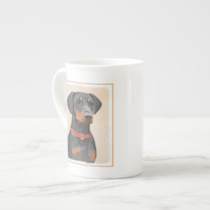 Caneca De Porcelana Pintura Alemã Pinscher Pintura Original Arte Anima