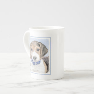 Caneca De Porcelana Pintura de Beagle - Arte de Cachorro Original Boni