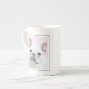 Caneca De Porcelana Pintura de Bulldog Francês (Creme/Branco) - Arte C