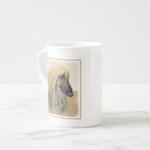 Caneca De Porcelana Pintura de Cachorro Afegão - Arte de Cachorro Orig