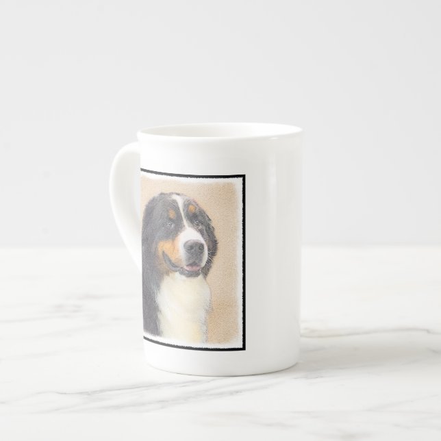 Caneca De Porcelana Pintura de Cachorro de Montanha Bernese - Arte Ori (Frente Esquerda)