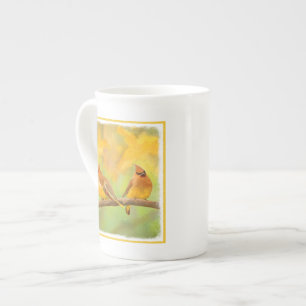 Caneca De Porcelana Pintura De Cedar Waxwing - Arte De Cachorro Origin