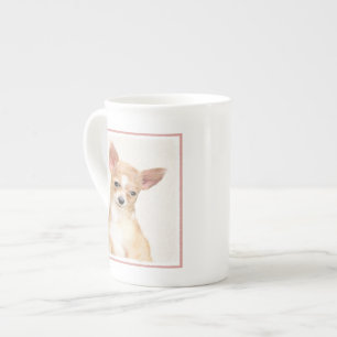 Caneca De Porcelana Pintura de Chihuahua - Arte de Cachorro Original C
