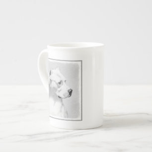 Caneca De Porcelana Pintura de Dogo Argentino - Arte Original de Cães