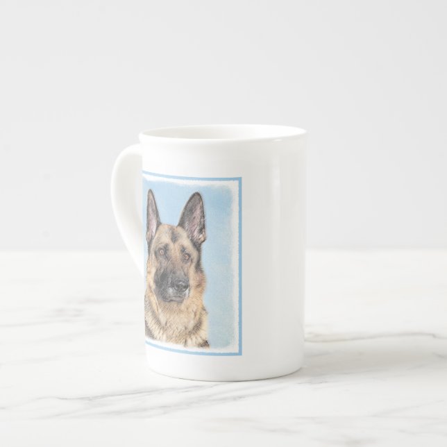 Caneca De Porcelana Pintura de german shepherd - Arte de Cachorro Orig (Frente Esquerda)