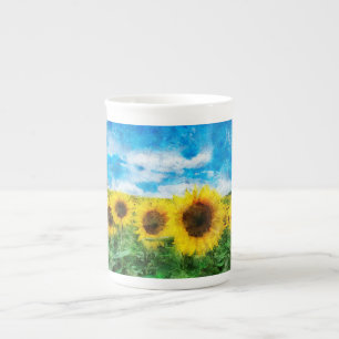Caneca De Porcelana Pintura de girassóis