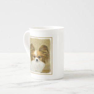 Caneca De Porcelana Pintura de Papillon (Hound Tri) - Arte de Cão Orig