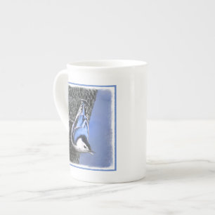 Caneca De Porcelana Pintura De Pássaros De Casca Branca