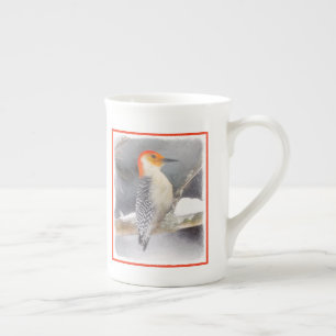 Caneca De Porcelana Pintura De Pica-Pau De Belém Vermelho - Arte De Pá