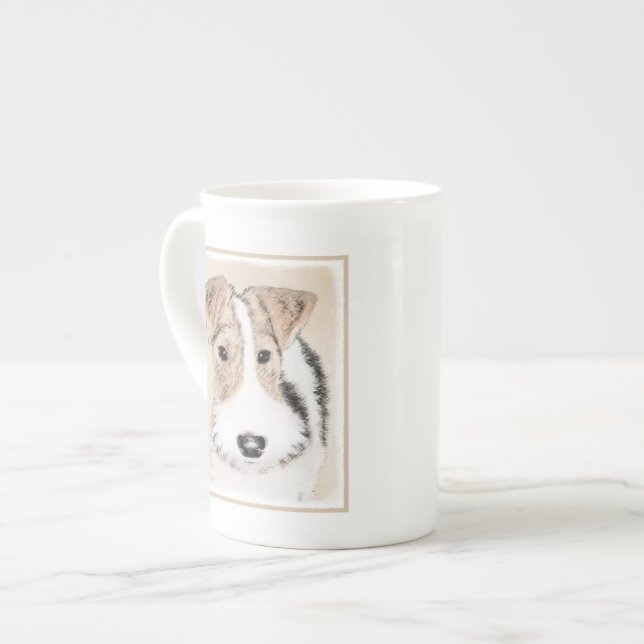 Caneca De Porcelana Pintura do Fox Terrier do fio - arte original (Frente Esquerda)