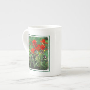 Caneca De Porcelana Pintura do pincel indiano - arte original da flor