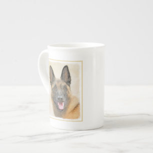Caneca De Porcelana Pintura em Malinois Belga - Arte Cachorra Original