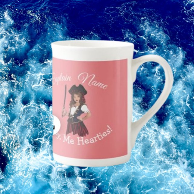 Caneca De Porcelana Pirata Rosa  (Lady Pirate in Pink)