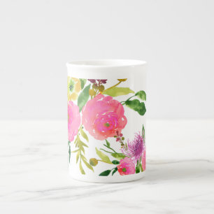 Caneca De Porcelana PixDezines floral/aquarela/ranunculus